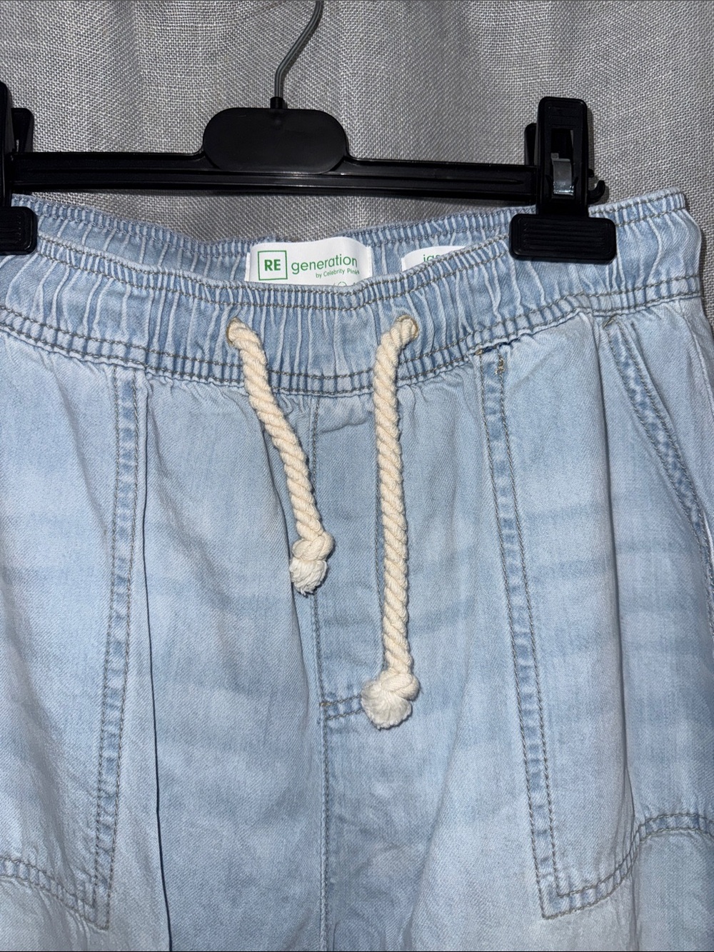 RE Generation By Celebrity Pink Light Blue High-Rise Denim Joggers - Picture 4 of 10